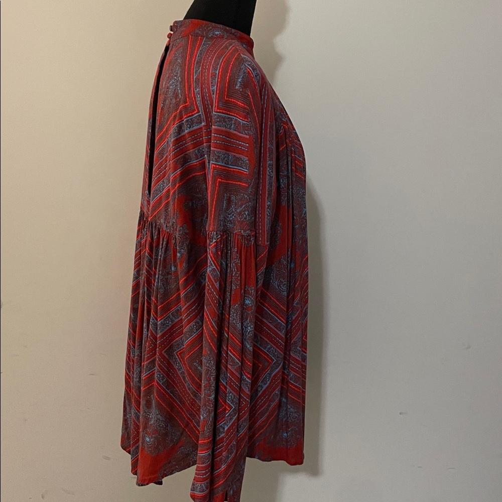Free People “Walking On a Dream” Tunic Top Size L Geometric Print Boho Inspired - Picture 6 of 13